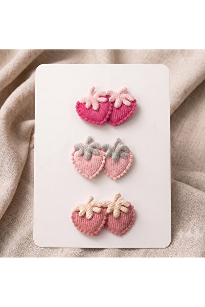 Jeevee 3-Piece Soft Textured Double Strawberry Hair-Free Baby Hair Clip Set