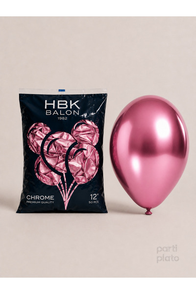 HBK Balon 12 Inch Chrome Balloon Hbk Pink (Pink) 50's