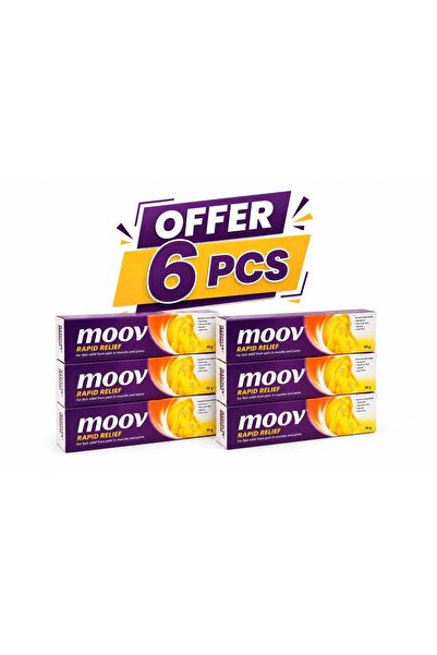 Moov Rapid Relief Pain Cream, 50g, Pack of 6 - Fast Acting for Muscle, Back, ...