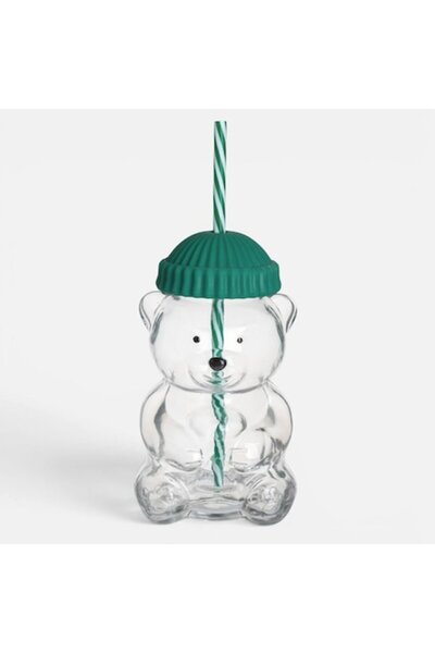 OEM Bear Glass with Straw 600ml