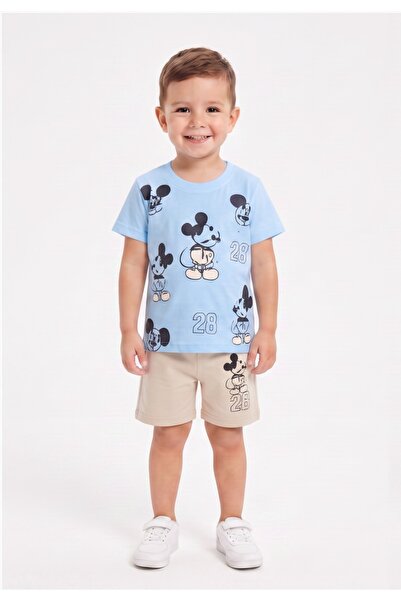 MAVİ BONCUKK Boy's Printed Short Sleeve T-Shirt and Shorts 2-Piece Set – Summ...