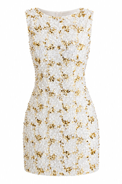 HAZELANNA Gold Sequin Mini Dress