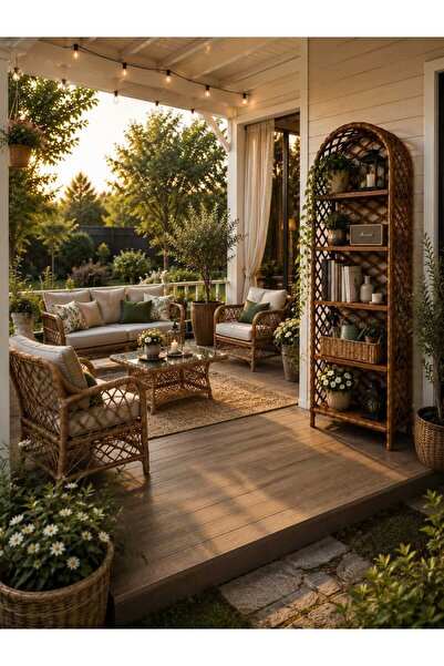 BİVA El İşçiliği Rattan Dekoratif Kitaplık Kahve Köşesi, Çiçeklik, Havluluk, ...