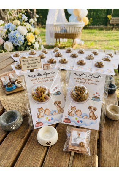 Decoloji Kedi Mamalı & Patili Bebek Hatıra Kartı Yenidoğan Erkek Bebek Hediyelik