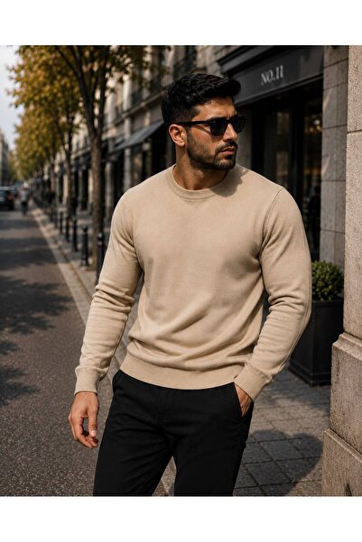 Gül Maison Men's Premium Basic Crew Neck Knitwear Sweater Slim Fit Soft Textu...
