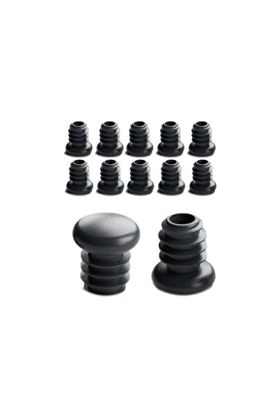 CATEKSSS 16 Mm Yuvarlak Plastik Sandalye Profil Boru Tapası 20 Adet Siyah