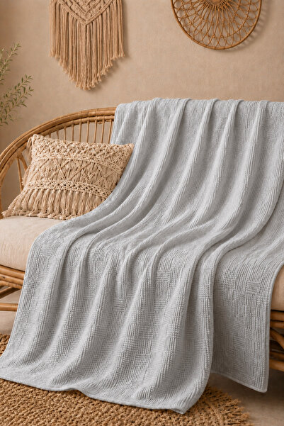 Loyal Home 100% Cotton Checkered Patterned Double Pique Gray 200X230