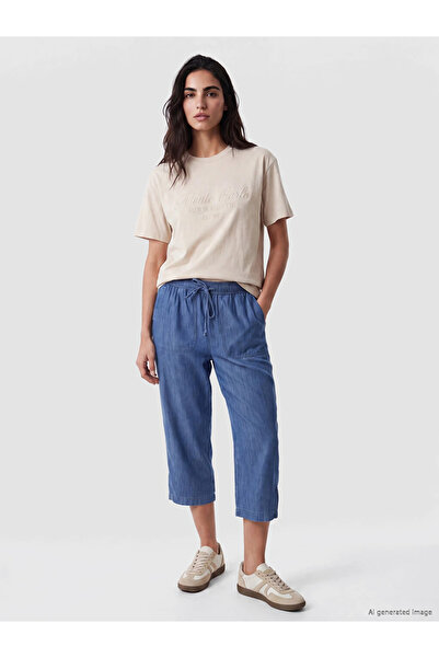 LC Waikiki Blue Women's Jean Capri with Elastic Waist