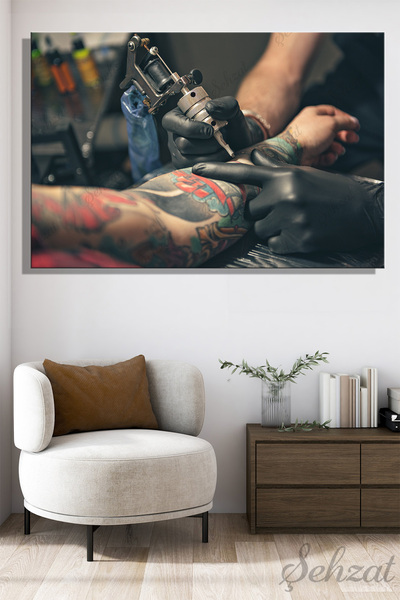 Şehzat Kanvas Duvar Tablosu Yatay Güzellik Stüdyo Tattoo Dövme Body Art Dövme...