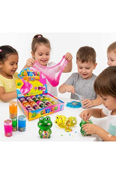 Crystal mud Slime Toy with Cartoon Keychain –( Pack of 6)