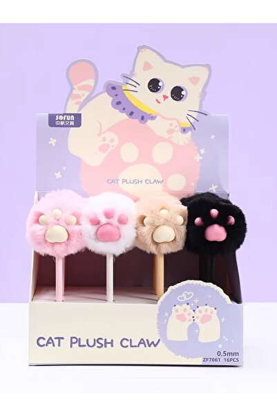 ÖZ OFİS Kawaii Pati Figürlü Tüylü Peluş Tükenmez Kalem Tekli - Kawaii Sevimli...