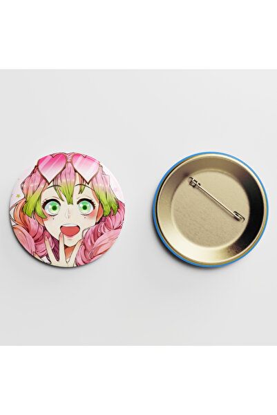 Eymi Design Demon Slayer Mitsuri Kanroji 1 adet 58MM Arkası İğneli Buton Rozet