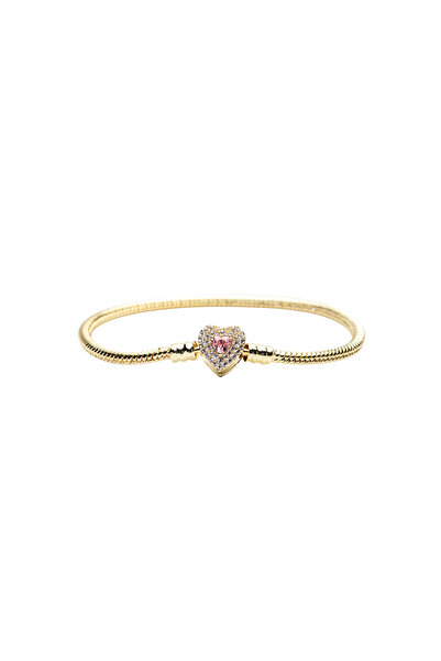 ElectraStore Brățară Aurie Tip Pandera Cu Charm Pink Heart