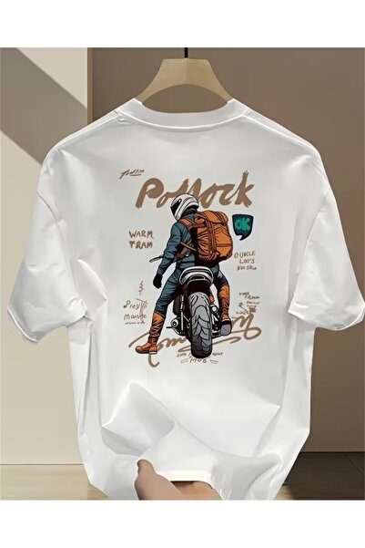 EURO CODE Ανδρικό μπλουζάκι oversize με μαύρο στάμπα – Vintage μοτοσικλετιστι...