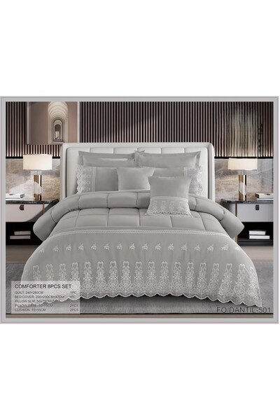 ROSHNA Nefirin Bedspread Set Royal Summer Lace Bridal Luxury 8 Pieces Bedspre...
