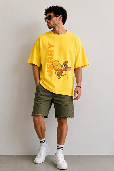 ArtYus Tricou Jerry Cheese imprimat, cu gât rotund, casual, unisex, supradime...