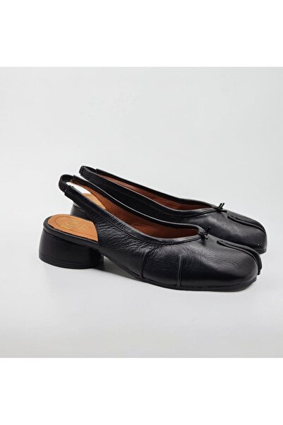 Ega ayakkabı Women's Genuine Leather Slingback Heeled Tabi Ballet Flats