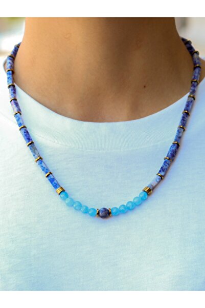 Esha Store Natural Stone Sodalite Hematite Apatite Natural Stone Women's Neck...