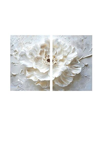 OEM Set de 2 tablouri decorative florale pe pânză, 2x80x120 cm, pânză/lemn, alb