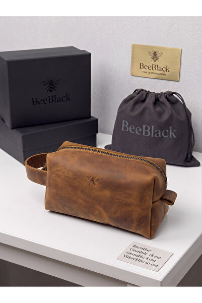 BeeBlack حقيبة يد من الجلد الطبيعي 100% طراز NERO - حقيبة يد سوداء كريزي ديلي...