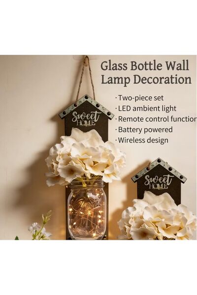 HXD Zoomlion 2-Pack Farmhouse Mason Jar Wall Sconces with LED Lights, Rustic ...
