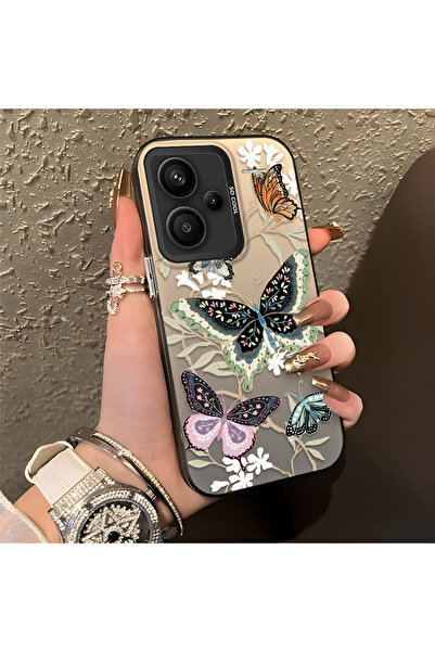CASEVIBE Redmi Note 13 Pro Plus+ 5G Uyumlu Renkli Kelebek Çiçek Deseni Darbey...