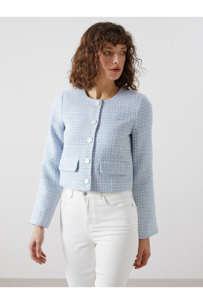 LC Waikiki Jachetă de damă din tweed texturată cu guler rotund