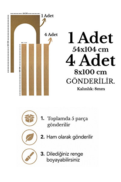 Dekonil Pinterest MDF Kemer Duvar Paneli 54x300 cm | Boyanabilir Dekoratif Duvar Çıtası