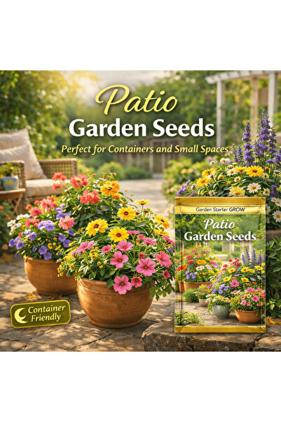 Bloom & Sow Seed بذور زهور مختلطة لأحواض الباتيو والشرفات - أصناف سهلة الزراع...
