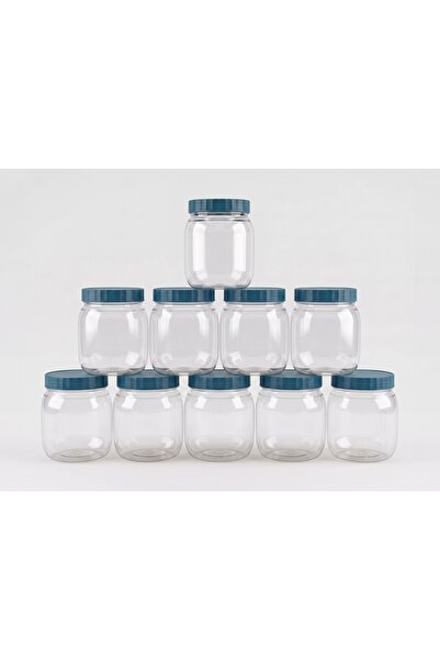Feelings 10-Piece Clear PET Plastic Storage Jar Containers With Blue Lid - 50...