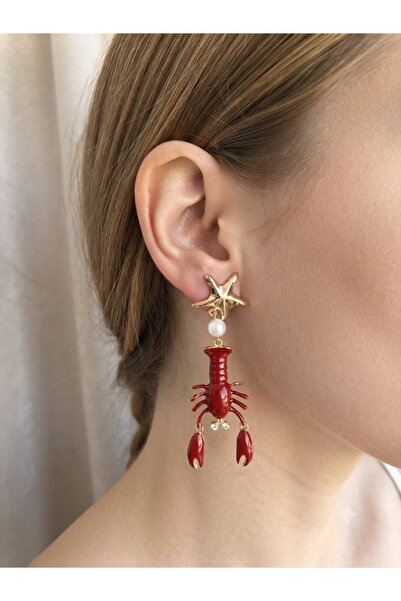 Rhea Jewelry أقراط نسائية متدلية بتصميم فاخر مع شكل نجم البحر وجراد البحر - م...