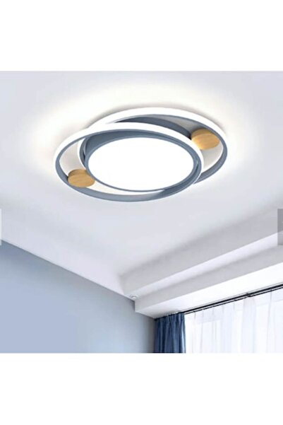 Laleluli Plafonieră LED, Laleluli, albastră cu 2 cercuri, design minimalist c...