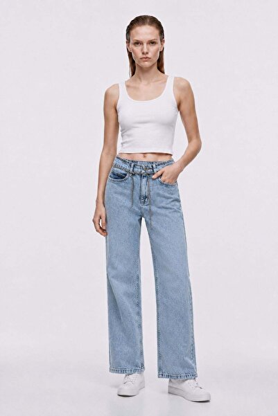 HAKKE Wide Leg Palazzo Pants with Chain Detail
