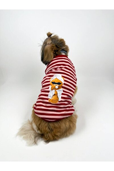 For a Fur Teddy Bear Printed Striped Dog T-Shirt Dog Sweater Dog Outfit