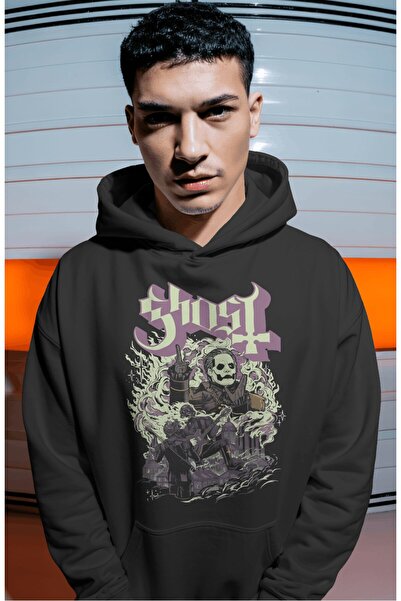 SEVBANO Hanorac premium oversize unisex cu imprimeu pe spate Ghost Rock Metal...