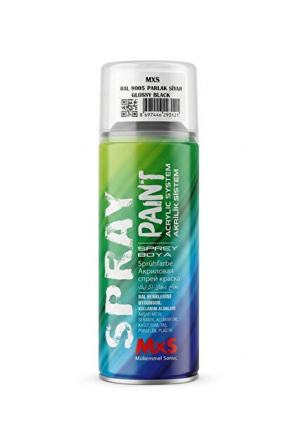 Genel Markalar MXS Akrilik Sprey Boya RAL 9005 Parlak Siyah 400 ml