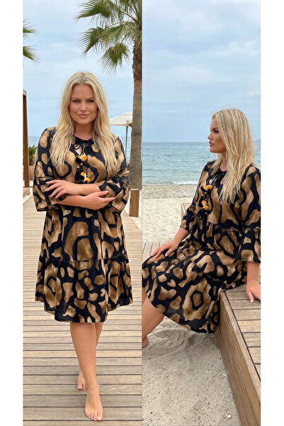 bohostyle.ro Rochie Lejeră Marimi Mari din Vâscoză cu Imprimeu Animal Print ș...