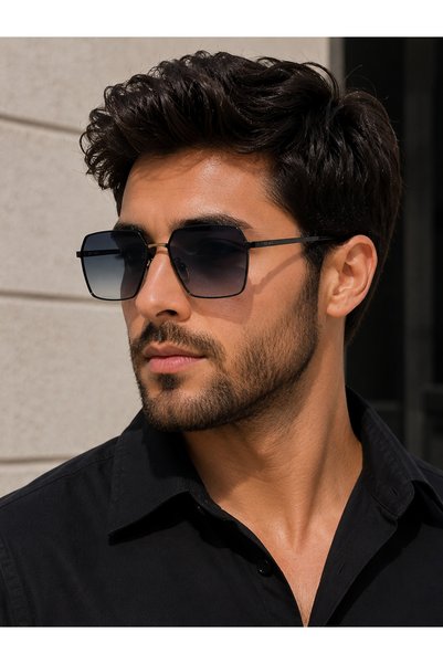 Bymiel Metal Geometric Sunglasses Smoked Gradient Glass Uv400 Protection
