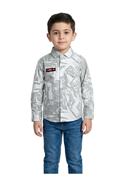 Babyqlo Boys Grey Abstract Printed Casual Shirt