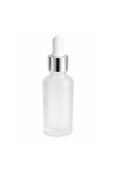 HORECA MARKET 50ml Frosted Glass Dropper Bottle – Empty Cosmetic Oil and Serum Bottle with Silver Cap