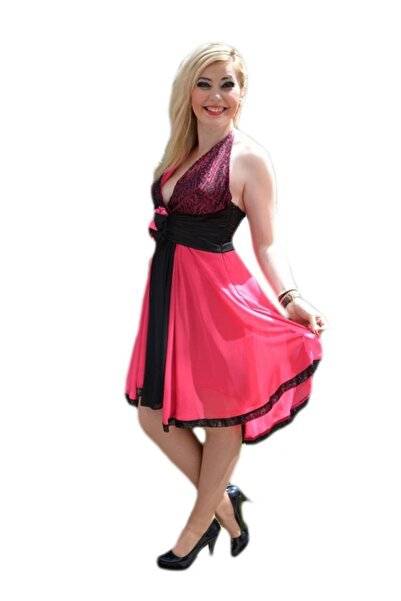 OEM Rochie rafinata, de culorie rosu si roz, cu top imbracat in paiete