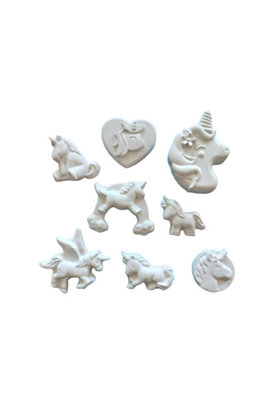 OEM Plaster figure painting set, Unicorns x 8, ~8.5 cm