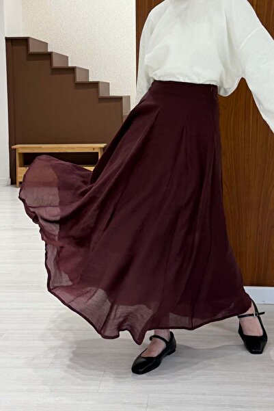 Faya Boutique Bordo Covinha Şifon Etek