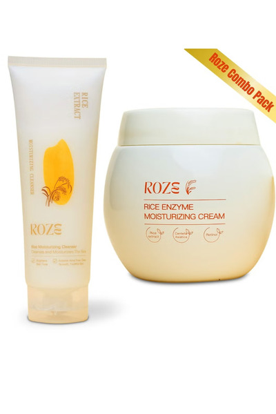 ROZE Combo Pack | Rice Cleanser | Moisturizer with Retinol & SPF 50 | No Dark...