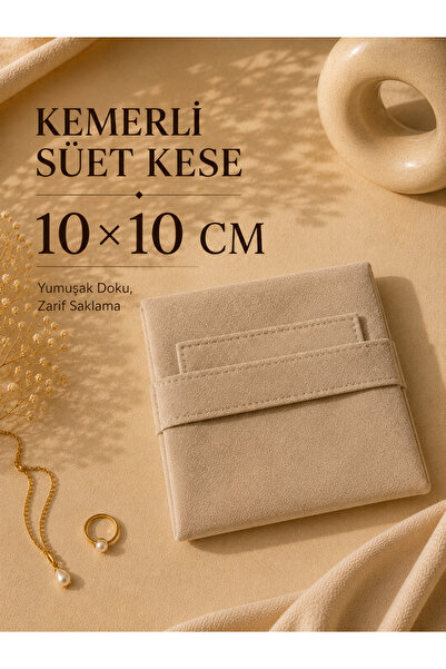 by hakan şahin black design Kemerli Süet Takı Kesesi 10x10 cm 25'li Paket | K...