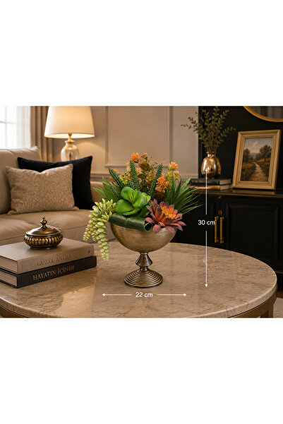 Hinora Model de coloană cu ghiveci decorativ elegant, în culori antice, cu pl...