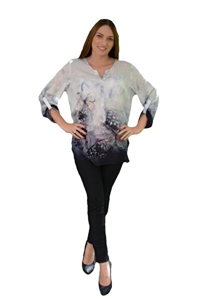 OEM Bluza chic cu aspect asimetric si imprimeu deosebit multicolor