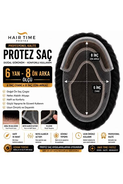 Hairtime 6.8 PROTEZ SAÇ ERKEK GERÇEK İNSAN SAÇI HER YÖNE TARANABİLİR.