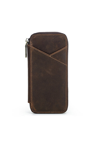 Choice coffee Handmade Genuine Leather Pencil Case with 4 Slots Handmade Mult...