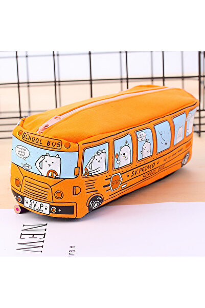 Choice Orange Creative large capacity bus pencil case pencil case cartoon pen...